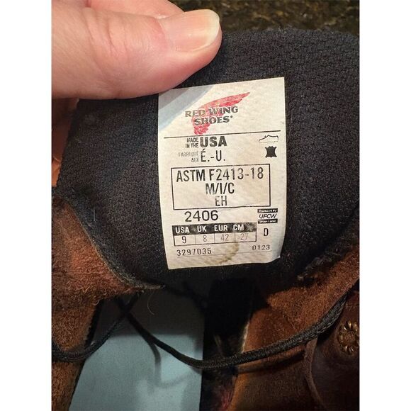 Red Wing Men's Brown Leather Combat Work Boots Size 9 Lace-Up Durable - Picture 13 of 13